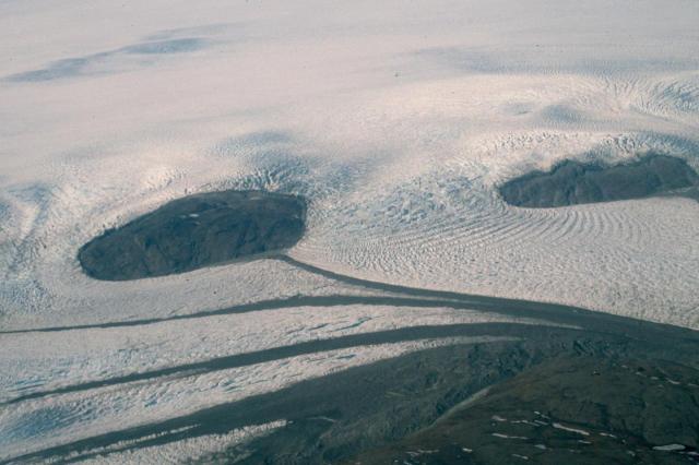 This image shows glaciers in Western Greenland